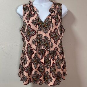 LOFT Women's medallion peplum blouse pink/peach color S
Sleeveless Blouse#6197